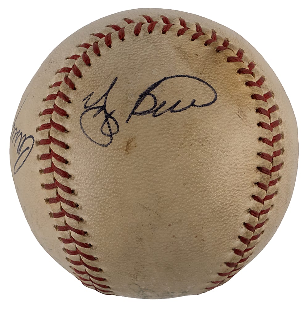 Satchel Paige, Yogi Berra and Casey Stengel Triple-Signed OAL/Cronin Baseball - Full JSA LOA