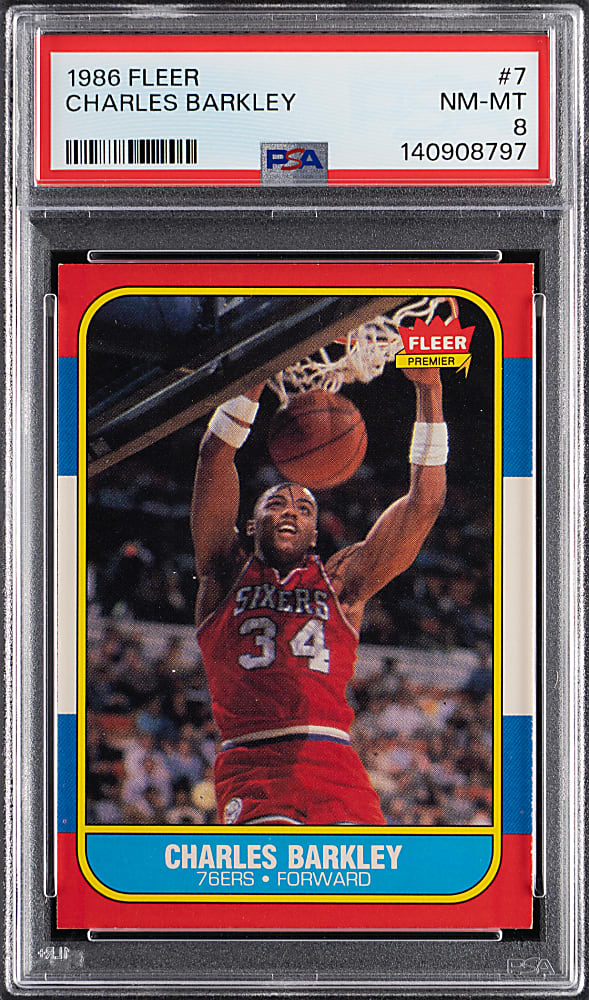 1986-1987 Fleer Basketball #7 Charles Barkley Rookie PSA NM-MT 8