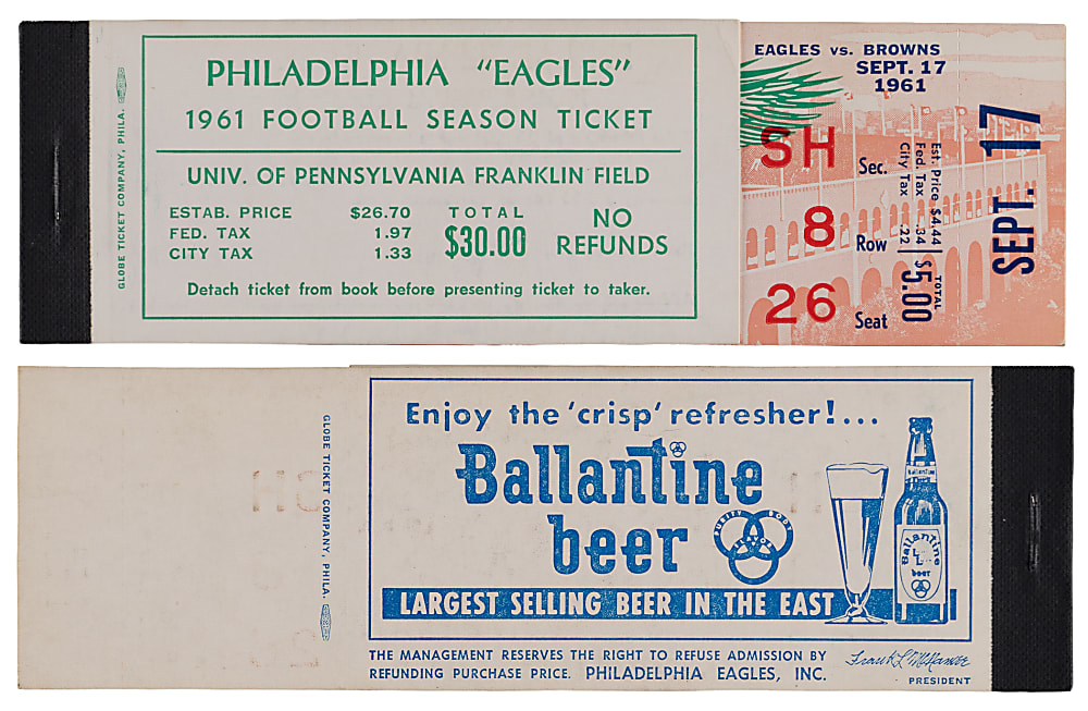 1961 Philadelphia Eagles Complete Season Ticket Book - (7 Games)