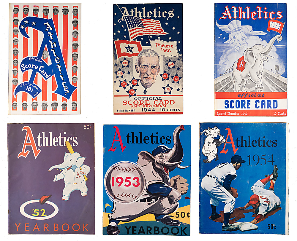 1929-1954 Philadelphia Athletics Scorecard, Program, Yearbook & Ticket Collection (25) with 1929 World Series Game 4 Ticket Stub