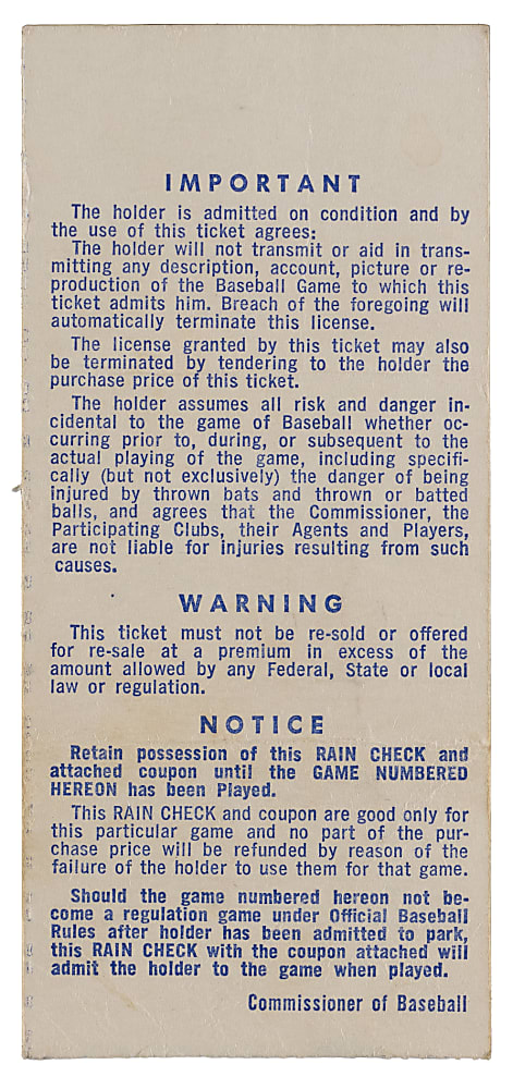 1973 World Series Game 3 Ticket Stub - Willie Mays Last Game