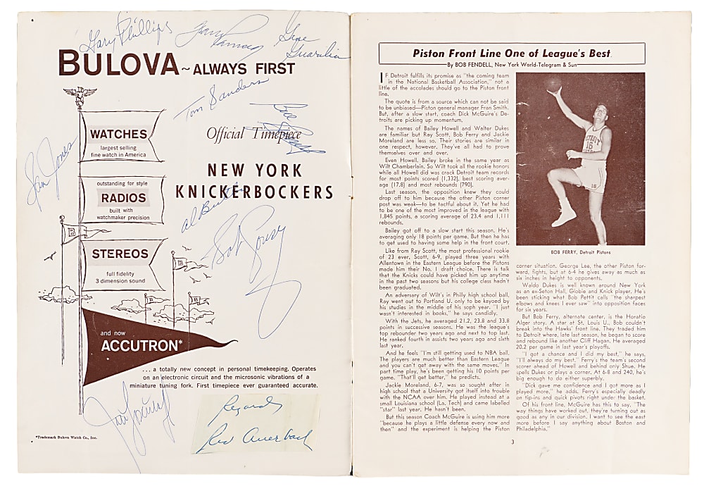 1961 Boston Celtics Multi-Signed Program with (10) Signatures Including (6) Hall of Famers with Auerbach, Cousy & Russell