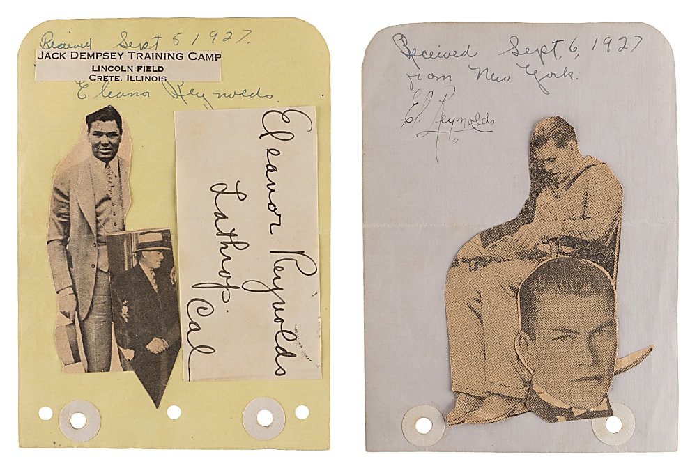 Jack Dempsey & Gene Tunney Signed Album Page Pair - Both JSA