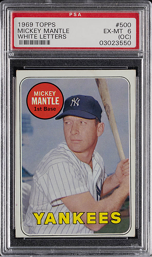 1969 Topps #500 Mickey Mantle White Letters PSA EX-MT 6 (oc)