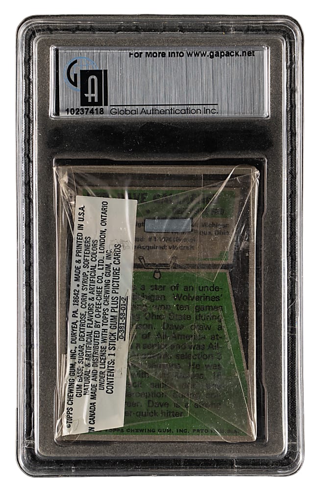 1975 Topps Football Unopened Cello Pack with George Blanda (Top) GAI GEM MINT 9.5