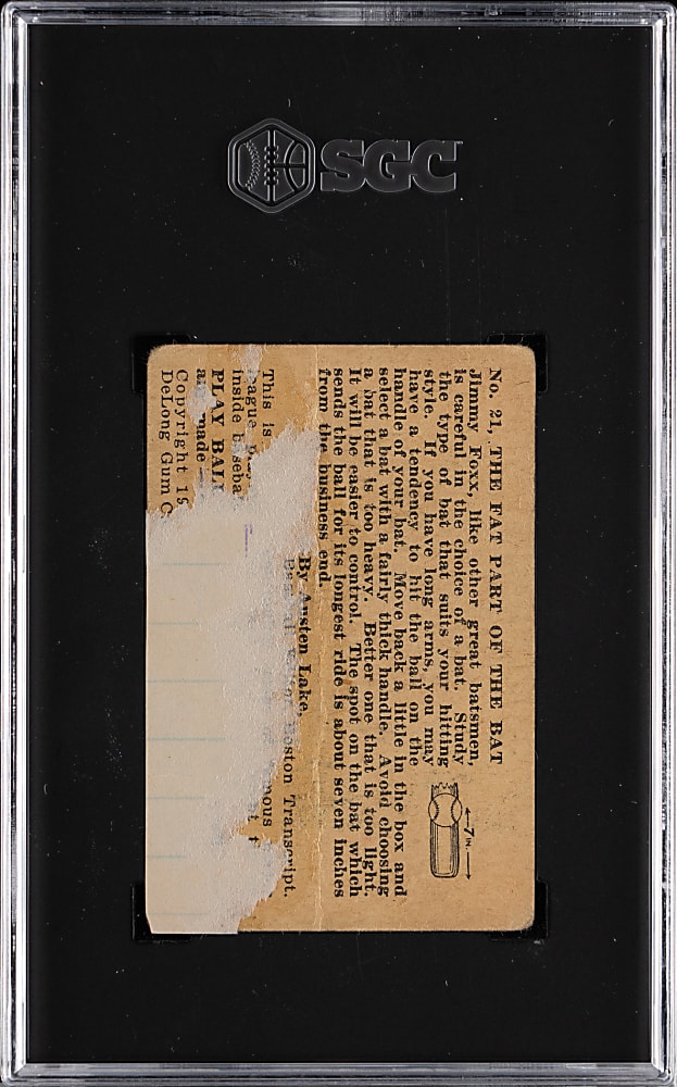 1933 DeLong Gum #21 Jimmie Foxx SGC POOR 1
