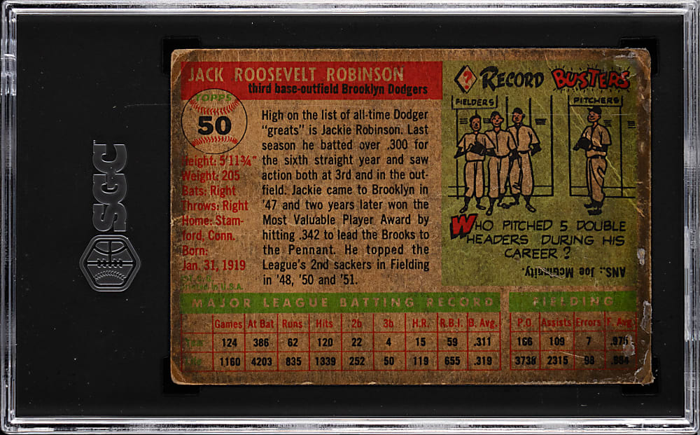 1955 Topps #50 Jackie Robinson SGC Authentic-Altered
