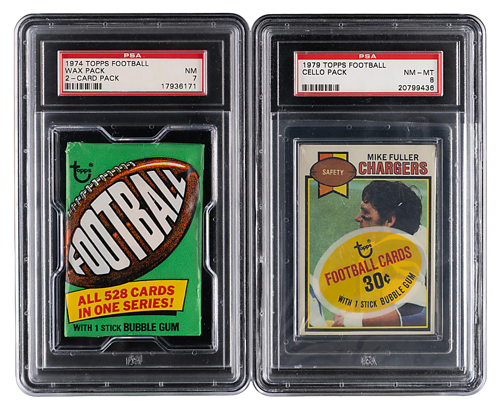 1974 & 1979 Topps Football Unopened Wax/Cello Pack PSA Graded Pair