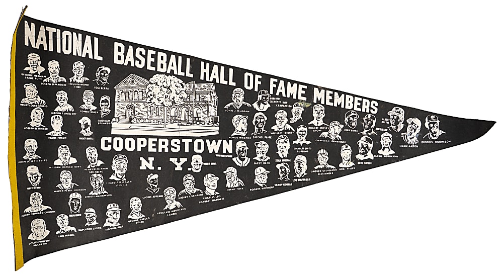 1950s-1980s Baseball Pennants (3) with (2) National League All-Stars & Hall of Fame Members