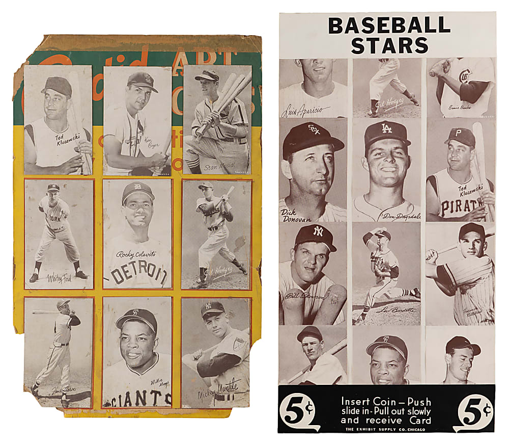 1947-1966 Exhibit Supply Company Point-of-Sale Display Pair with Aaron, Mantle & Mays