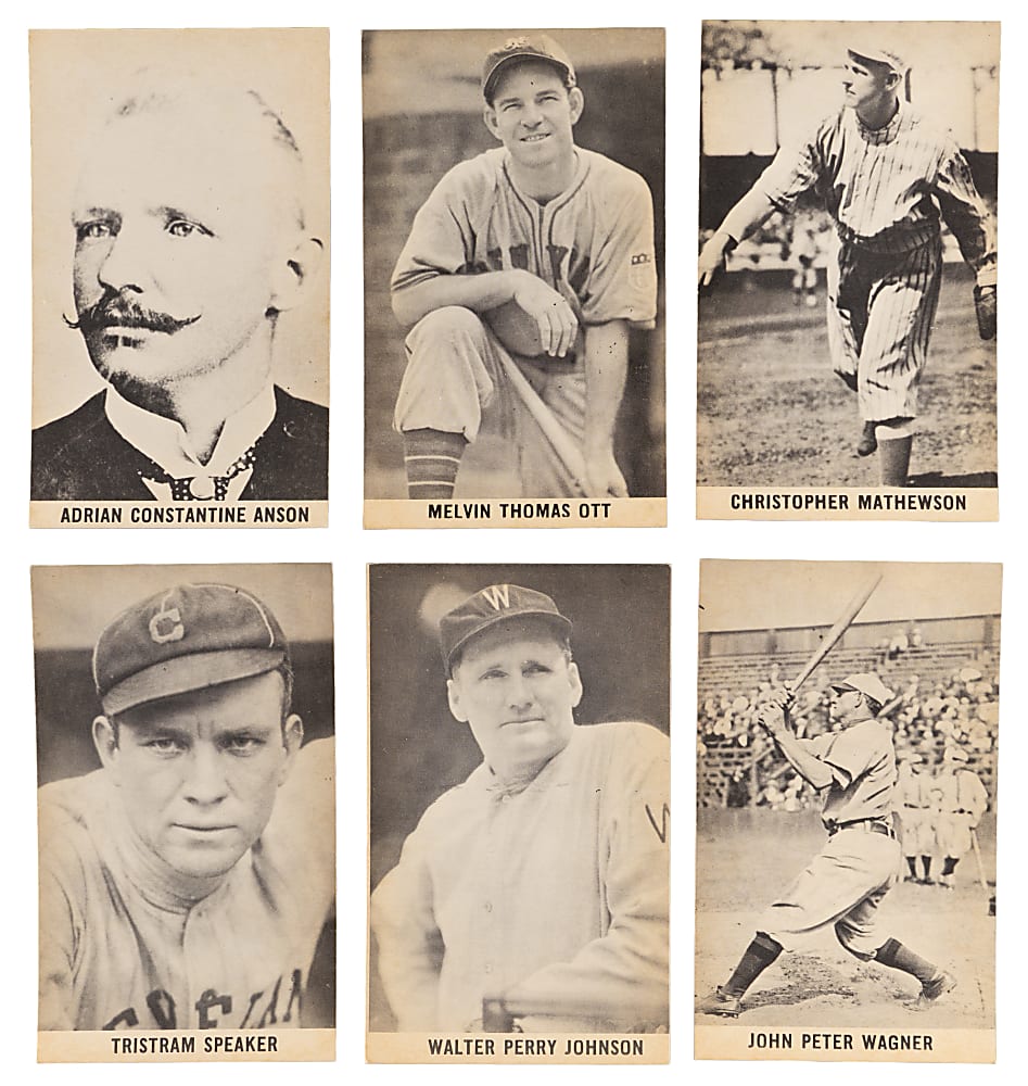 1961 Wrigley Field Hall of Fame Exhibits Complete High-Grade Set (24) with (3) PSA Graded Including NM-MT 8 Cobb (High Graded), Gehrig & Ruth