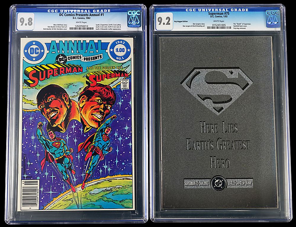 1973-2016 DC Super-Hero CGC Graded Comic Books (6) with 1973 SHAZAM #3 9.4 & 1988 Action Comics #1 Replica 9.8