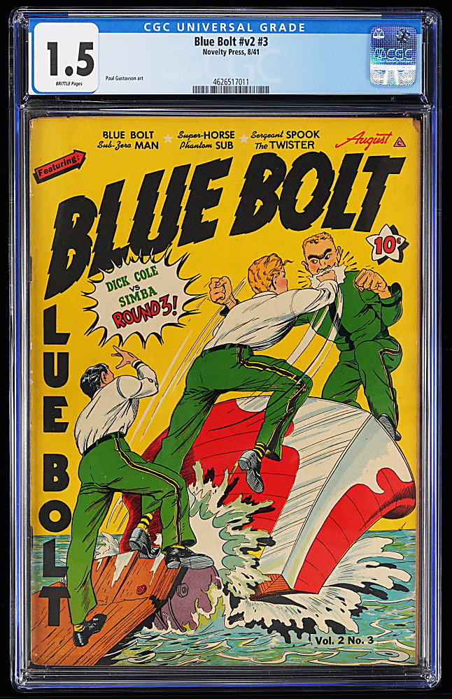 1941 Blue Bolt Vol. #2, #3 CGC 1.5 & Shadow Comics #8 CGC 2.5 Pair