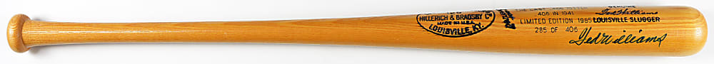 1985 Ted Williams Signed "The Last .400 Hitter" Limited-Edition Bat - Full JSA LOA