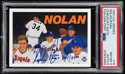 1991 Upper Deck Heroes #18 Nolan Ryan Checklist Autograph PSA NM-MT 8 with "9" Auto Grade