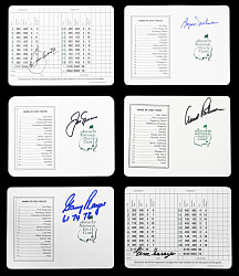 Masters Tournament Champions Signed Augusta National Golf Club Scorecard Partial Set (35/56) with Nicklaus & Palmer