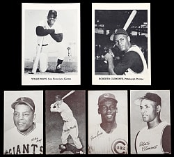 1947-1966 Exhibits (48) with (37) 1963 Stat Backs Plus (32) Jay Publishing Photos - (24) Hall of Famers with Clemente, Mantle & Mays