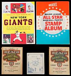 1883-1980 Multi-Sport Publications (32) with 1883 Harvard vs. Yale, Golden & Wheaties Stamp Albums & Early Basketball/Hockey