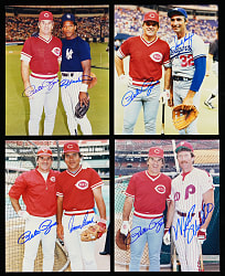 Pete Rose Dual-Signed Photo Quartet with Bench, R. Henderson, Koufax & Schmidt