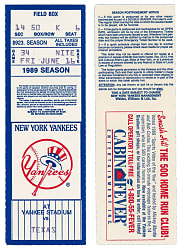 1989 Texas Rangers vs. New York Yankees Ticket Stub - Sammy Sosa MLB Debut