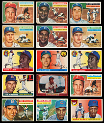 1952-1956 Topps & Bowman Collection (49) with (29) Hall of Famers Including (3) Aaron, (2) Banks & (2) T. Williams