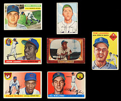 1952-1956 Hall of Fame & Star Player Rookie & Second Year Group (7) with (2) Hank Aaron, Ernie Banks & Al Kaline