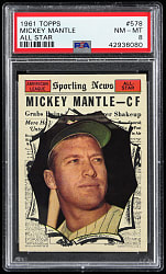 1961 Topps #578 Mickey Mantle All-Star High Number PSA NM-MT 8