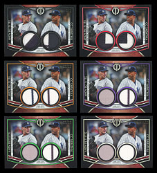 2020 Topps Tribute Dual Relics Andy Pettitte/CC Sabathia Rainbow (6) with #1/1 Black