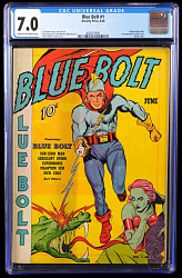 Lot # 12: 1940 Novelty Press Blue Bolt #1 Origin of Blue Bolt, 1st Dick Cole, 1st Wonder Boy - CGC 7.0