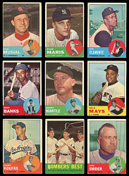 1963 Topps Starter Set (287/576) with (35+) Hall of Famers Including Clemente, Koufax, Mantle & Mays
