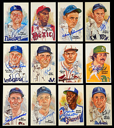 Perez-Steele Autographed Partial Set (42) with DiMaggio, T. Williams, Aaron, Koufax