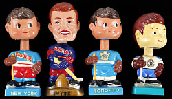 1960s-1970s Hockey Bobblehead Group (4) with (2) Different New York Rangers, Toronto Maple Leafs & Cleveland Crusaders
