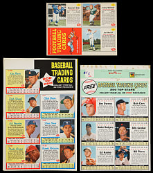 1961-1962 Post Cereal Baseball & Football Uncut Panels (3) with (16) Total Cards