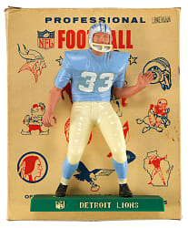 1960s Football Statue Pair with Detroit Lions Hartland Lineman in Original Box Plus San Francisco 49ers Kail