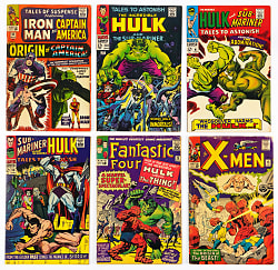 1960s Marvel Super-Hero 12-Cent Comic Books (20) with Fanatstic Four #25 Hulk Versus Thing & X-Men #15 Origin of Beast