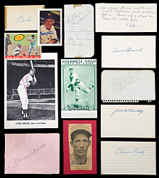 1950s-1980s Autographed Small Flats Collection (47) with (20+) Hall of Famers Including Mickey Mantle, Joe DiMaggio, Casey Stengel, Bill Veeck