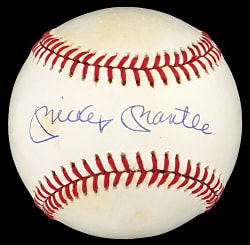 Mickey Mantle Single-Signed OAL Brown Baseball with Full JSA LOA Including "9" Auto Grade