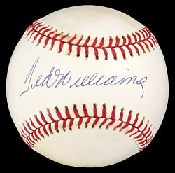 Ted Williams Single-Signed OAL/Brown Baseball