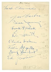 1938 Washington Redskins Team Sheet Signed by (9) Including Tougher Turk Edwards - 2nd Season in Washington