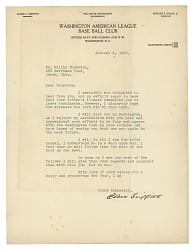 1929 Clark Griffith Signed Typed Letter Signed on Washington Base Ball Club Letterhead - Full JSA LOA