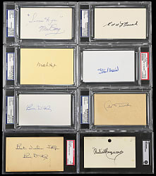Hall of Famer Signed Index Card Collection (17) with (2) Dickey, Durocher & Musial - PSA/DNA - SGC Certified