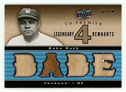 2008 UD Premier Babe Ruth Legendary Remnants Quad Game-Used Bat #1/10