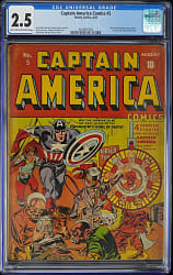 1941 Timely Comics Captain America Comics #5 - CGC 2.5