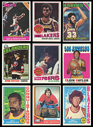 1971-1979 Topps Basketball & Hockey Hall of Fame & Star Collection (100) with Abdul-Jabbar, Chamberlain, Erving & Orr