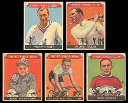 1933 R338 Sport Kings Gum Group (5) with Hagen, Morenz & Tilden