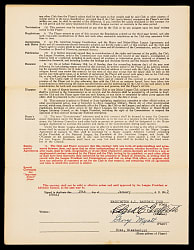 1945 George Myatt, Clark Griffith & William Harridge Signed Uniform Player's Contract