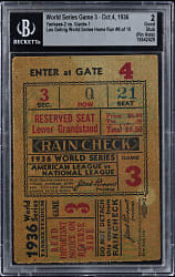 1936 World Series Game 3 New York Yankees Ticket Stub - Lou Gehrig's 8th Postseason Home Run - BGS GOOD 2