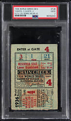 1936 World Series Game 4 Ticket Stub PSA GOOD 2 - Lou Gehrig World Series Home Run #9 of 10