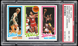 1980-1981 Topps Basketball Larry Bird/Julius Erving/Magic Johnson Rookie PSA NM-MT 8
