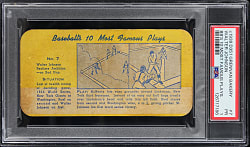 Circa 1939 D351 Grennan Bakery Baseball's 10 Most Famous Plays #7 Walter Johnson PSA POOR 1 - Newly Discovered, Population 1 of 1